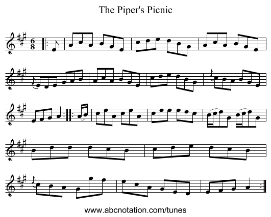 The Piper's Picnic - staff notation