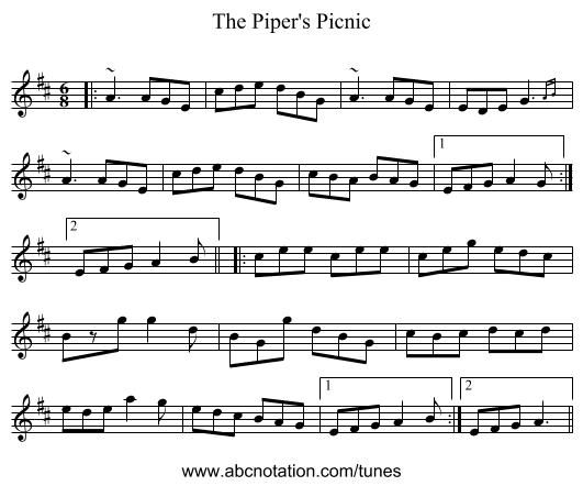 The Piper's Picnic - staff notation