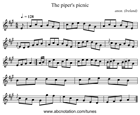 The piper's picnic - staff notation