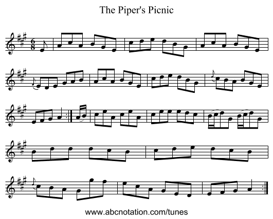 The Piper's Picnic - staff notation