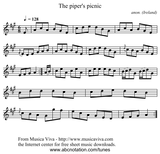 The piper's picnic - staff notation