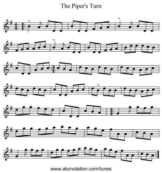 The Piper's Turn - staff notation