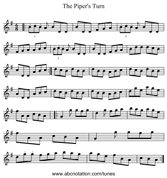The Piper's Turn - staff notation