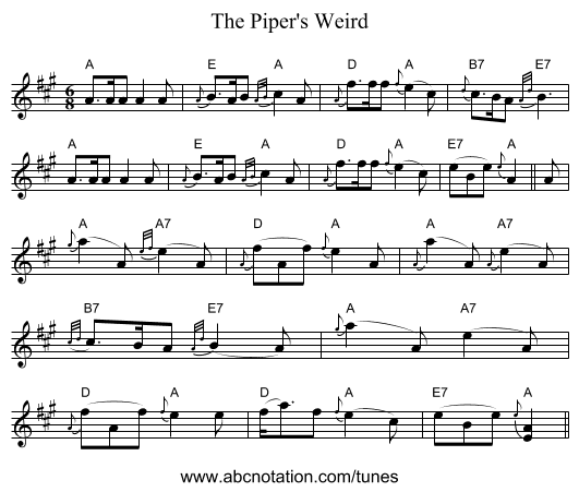 The Piper's Weird - staff notation