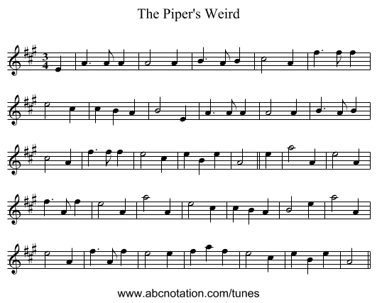 The Piper's Weird - staff notation