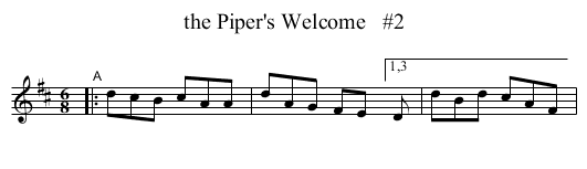 the Piper's Welcome   #2 - staff notation