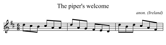 The piper's welcome - staff notation