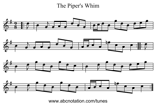 The Piper's Whim - staff notation