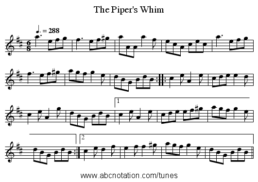 The Piper's Whim - staff notation