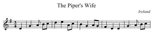 The Piper's Wife - staff notation