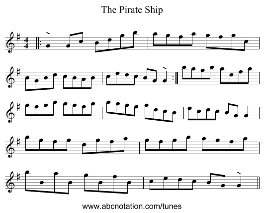 The Pirate Ship - staff notation