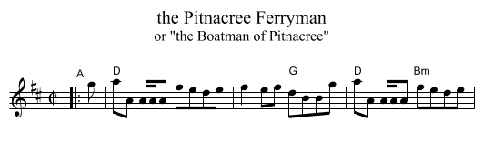 the Pitnacree Ferryman - staff notation
