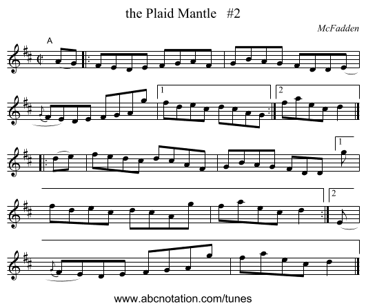 the Plaid Mantle   #2 - staff notation