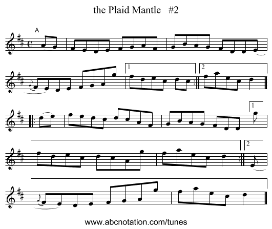 the Plaid Mantle #2 - staff notation