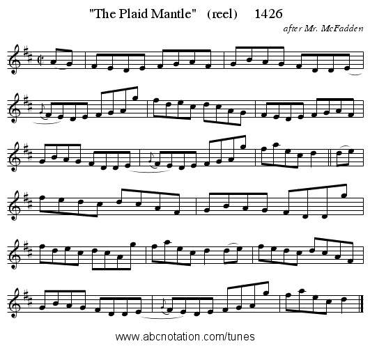 The Plaid Mantle   (reel)     1426 - staff notation