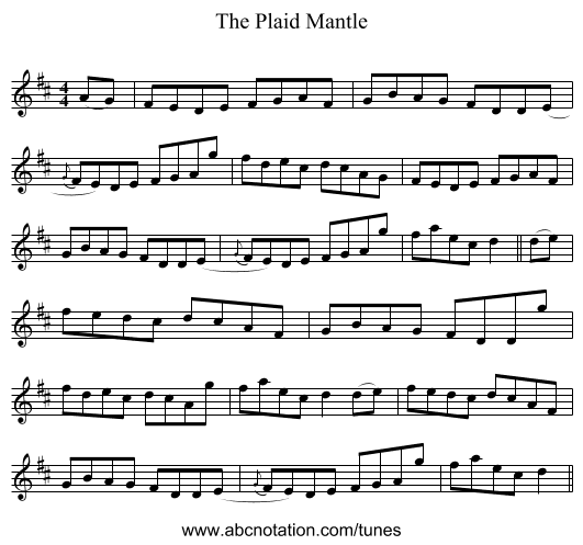The Plaid Mantle - staff notation