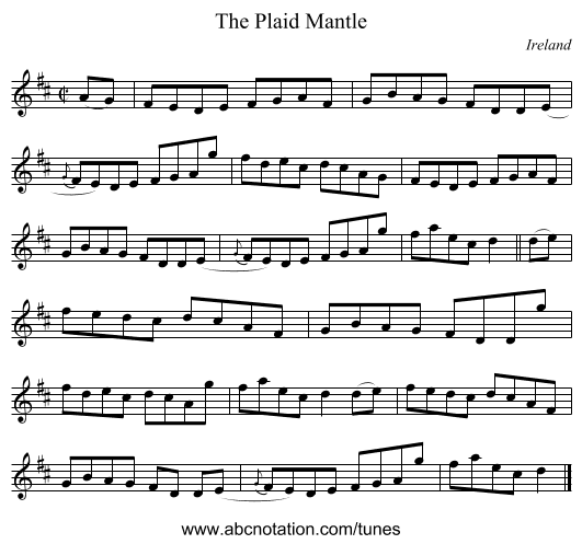 The Plaid Mantle - staff notation