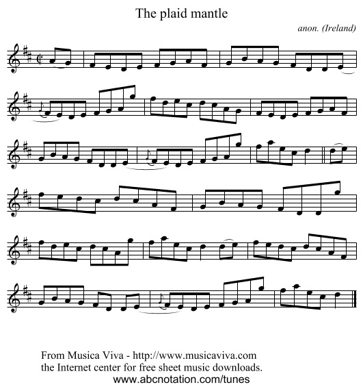 The plaid mantle - staff notation