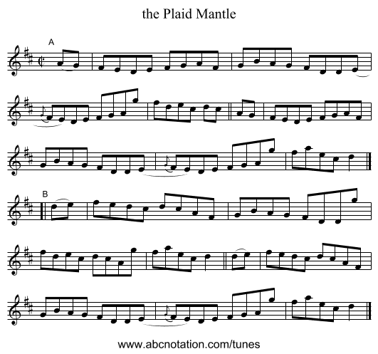 the Plaid Mantle - staff notation