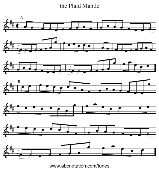 the Plaid Mantle - staff notation