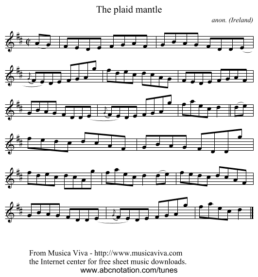 The plaid mantle - staff notation