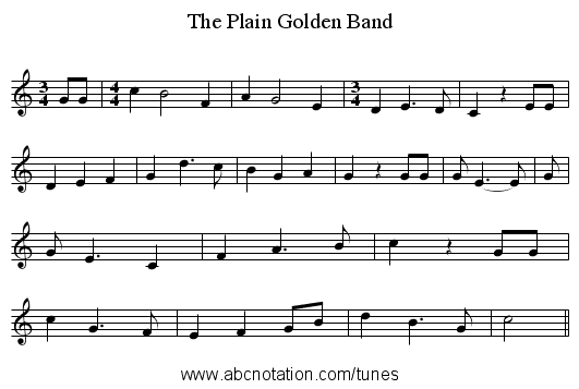 The Plain Golden Band - staff notation