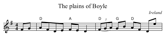 The plains of Boyle - staff notation