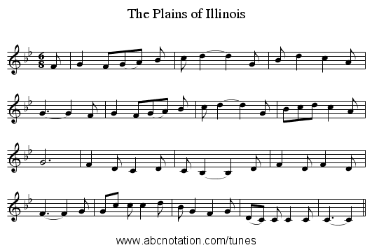 The Plains of Illinois - staff notation