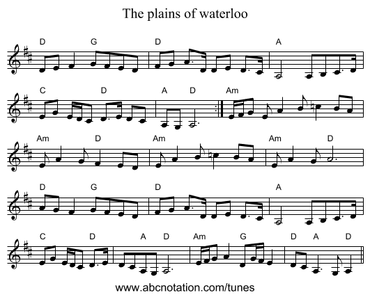 The plains of waterloo - staff notation