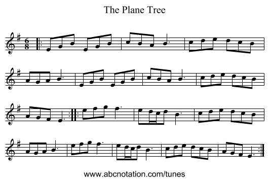 The Plane Tree - staff notation