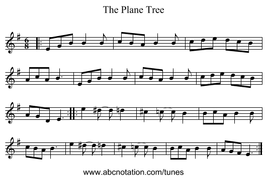 The Plane Tree - staff notation