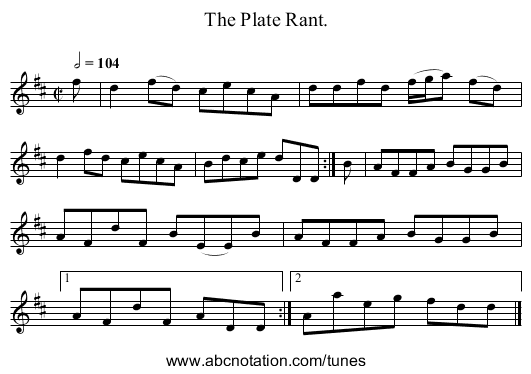 The Plate Rant. - staff notation