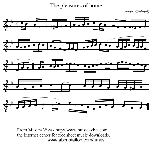 The pleasures of home - staff notation