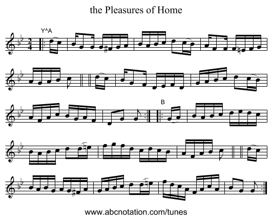 the Pleasures of Home - staff notation