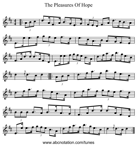 The Pleasures Of Hope - staff notation