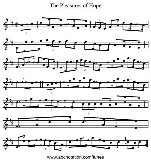 The Pleasures of Hope - staff notation