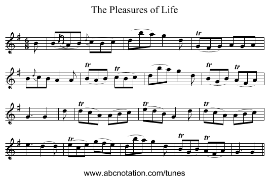 The Pleasures of Life - staff notation