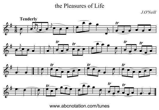the Pleasures of Life - staff notation