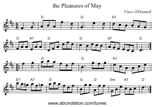 the Pleasures of May - staff notation