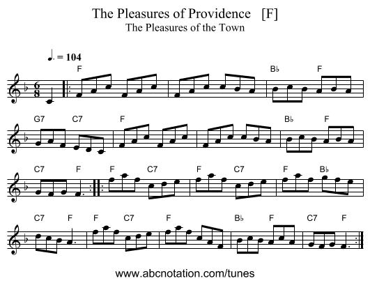 The Pleasures of Providence   [F] - staff notation