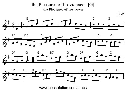 the Pleasures of Providence   [G] - staff notation