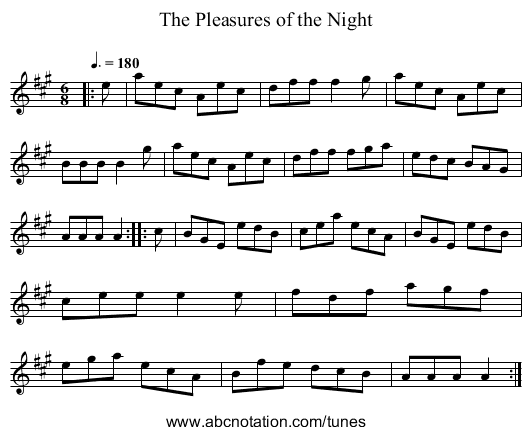 The Pleasures of the Night - staff notation