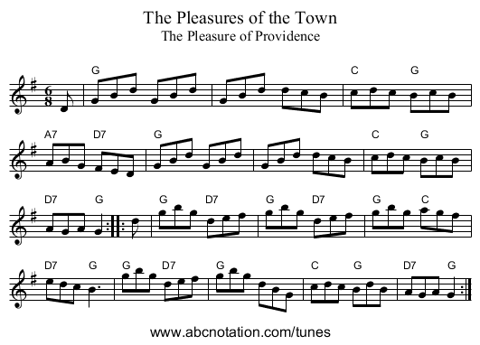 The Pleasures of the Town - staff notation