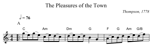 The Pleasures of the Town - staff notation
