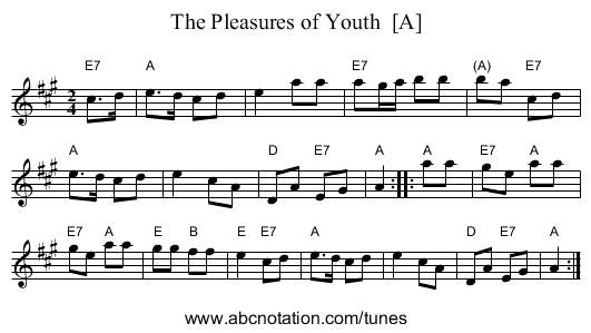 The Pleasures of Youth  [A] - staff notation