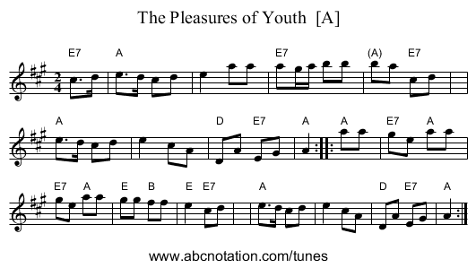 The Pleasures of Youth  [A] - staff notation