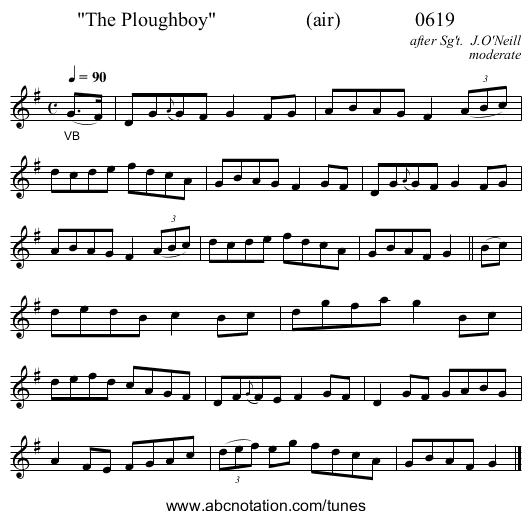 The Ploughboy                  (air)               0619 - staff notation