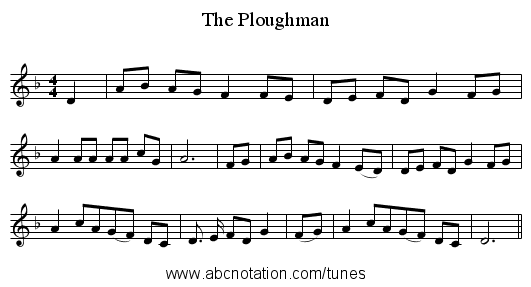 The Ploughman - staff notation