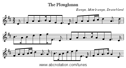 The Ploughman - staff notation