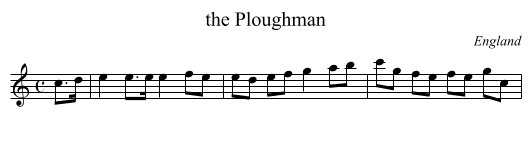 the Ploughman - staff notation